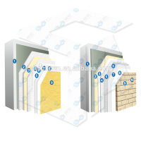 Foam glass exterior wall thermal insulation system, Paint finish & brick veneer